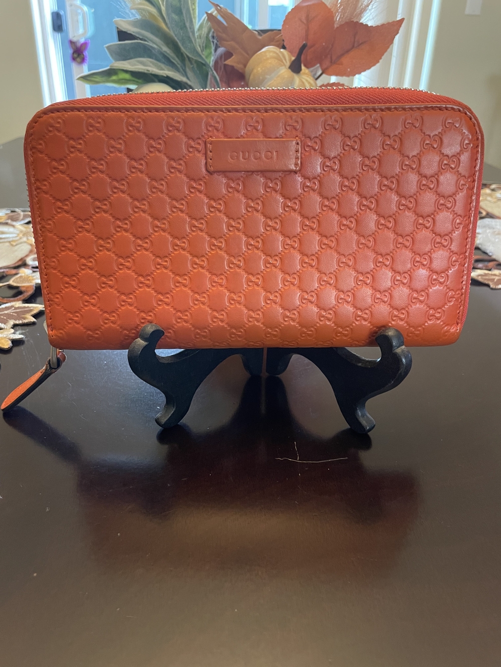 Gucci Microguccissima Orange Leather Zip Around Wallet
